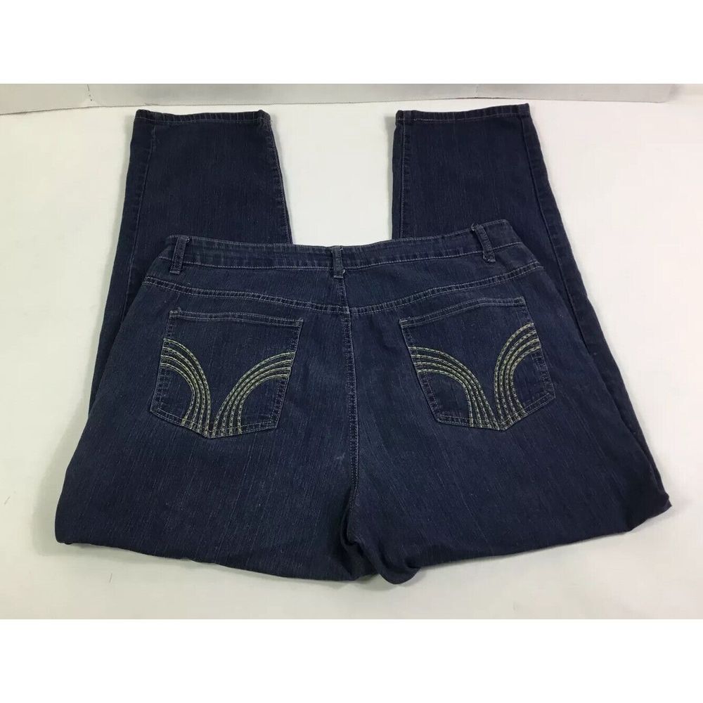 Paulina Jeans Womens Size‎ 18 W Stretch Denim Pants Blue med rise straight legs